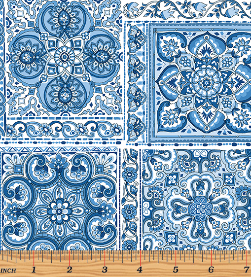 Bluesette Tiles Blue & White - Full Yard